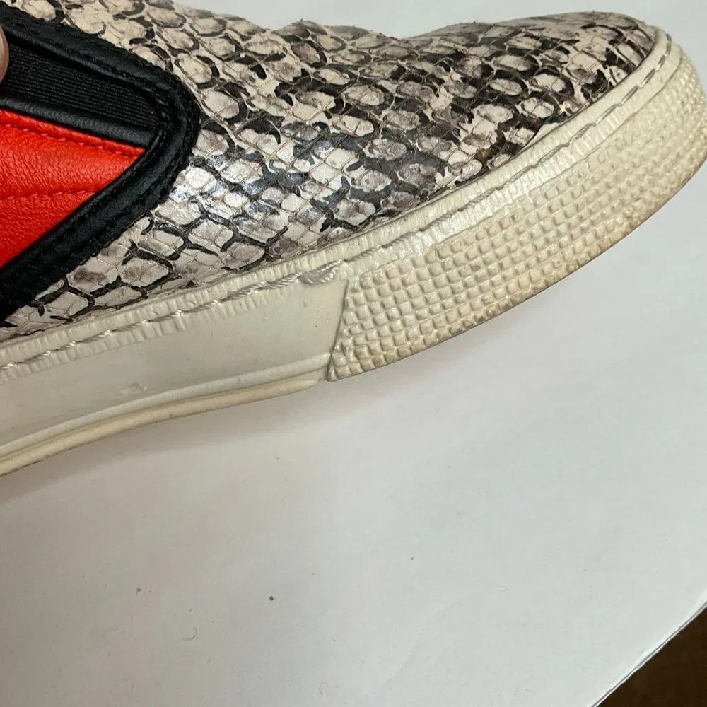 Kurt Geiger Red Leather & Snakeskin Slip-On Sneakers